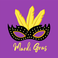 Festive banner on purple Mardi Gras background