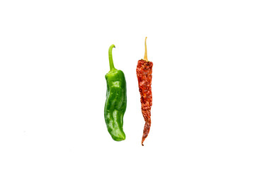 Red and green peppers on transparent background