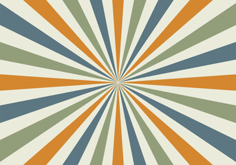 retro sun burst background with colorful stripes and rays vector