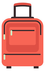 Rolling red suitcase. Travel symbol. Luggage icon
