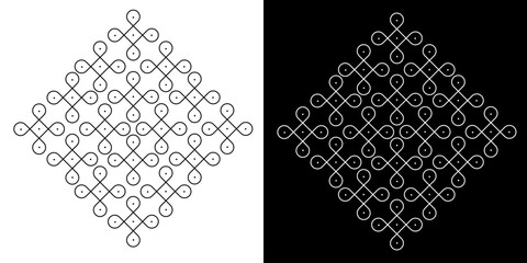 abstract kolam with dots vector illustration