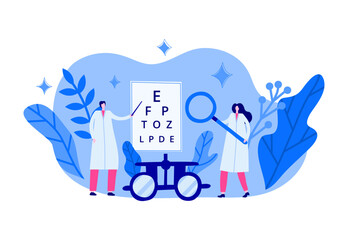 Ophthalmology scene with people.