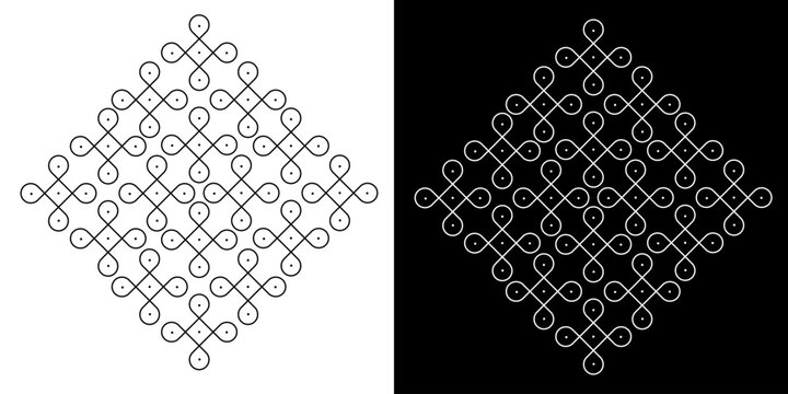 abstract kolam with dots vector illustration