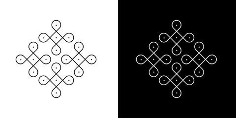 Indian Traditional and Cultural pulli or sikku Kolam modern vector