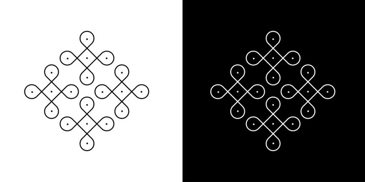 Indian Traditional and Cultural pulli or sikku Kolam modern vector