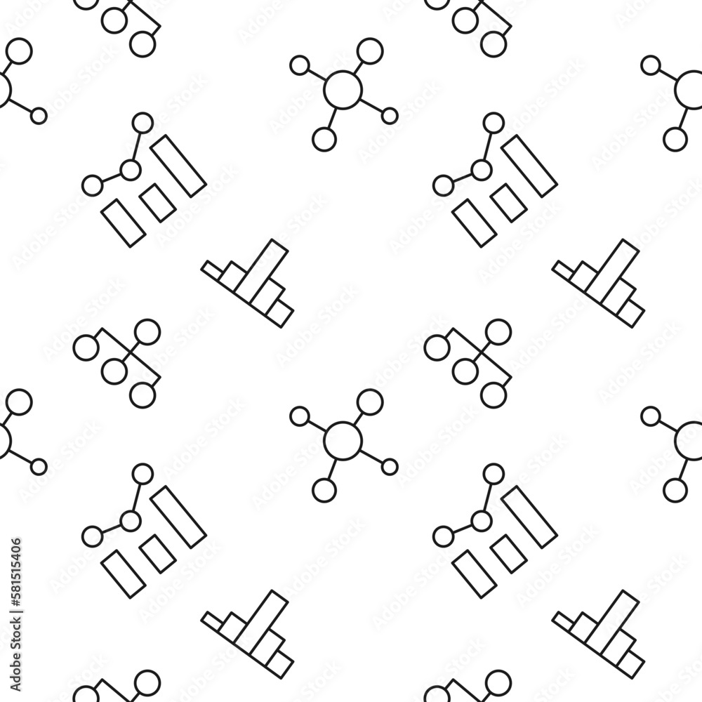 Poster seamless pattern of map, progress bar is made of line icons