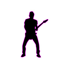 Fototapeta na wymiar guitarist silhouette in black color, suitable for icon, logo, mascot, poster, template, etc.