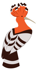 Hoopoe icon. Colorful feather bird. Wild fauna