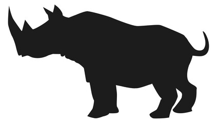 Rhinoceros black icon. African wild animal silhouette