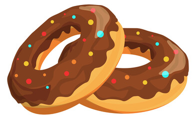 Chocolate donuts icon. Cartoon dessert. Sweet food