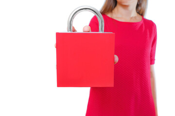 Elegant Red Jewelry Box in the Shape of a Lock