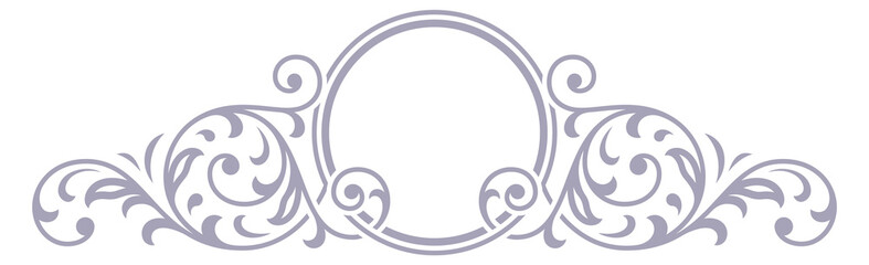 Vintage monogram template. Ornate flourish round frame