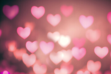 Fototapeta premium Abstract blurred pink hearts background