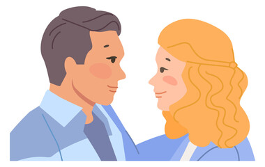 Loving couple portrait. Man and woman looking at each other