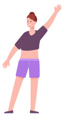 Young woman stretching. Morning workout exercise icon