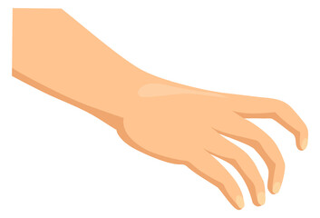 Human palm grabbing gesture. Empty hand fingers
