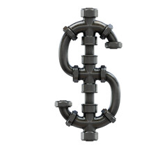 Chromium Pipes 3D Alphabet or Lettering PNG Graphics