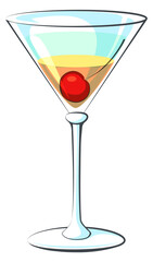 Manhattan cocktail glass color icon. Alcohol bar symbol