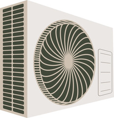 Air conditioner isometric illustration vector. AC outdoor unit. HVAC icon.