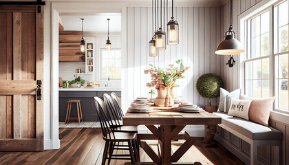 dining room interior modern design, generative ai