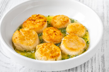 Portion of fried scallops