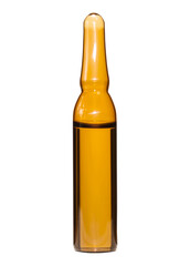 Brown ampoule with an injection on a transparent PNG background.