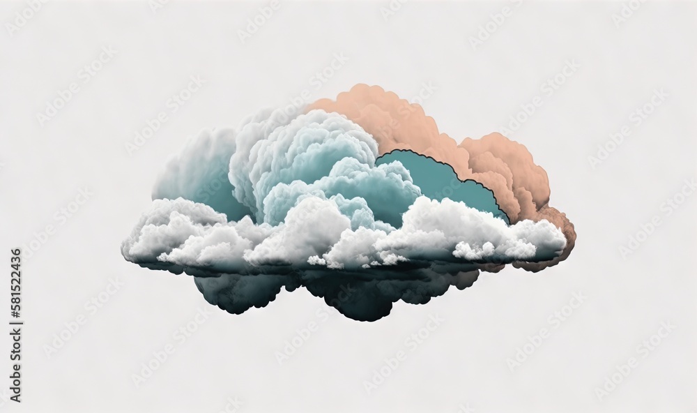 Poster a drawing of a cloud floating in the air with a sky background that looks like it is floating in the