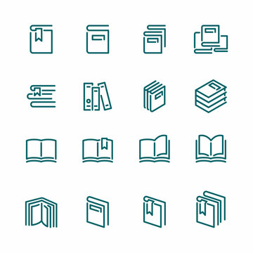 set of book vector icon free