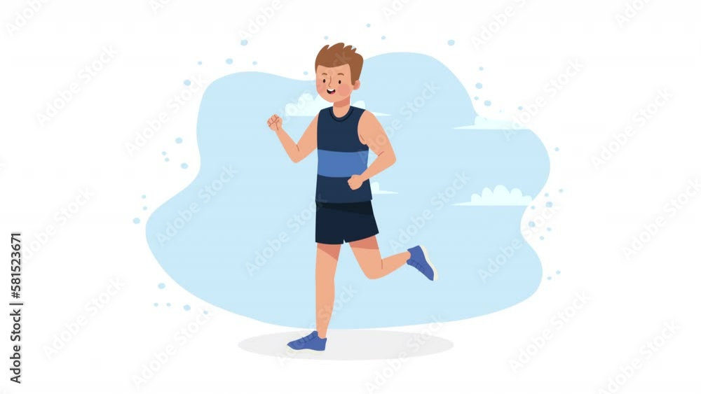 Sticker male athlete running character animation