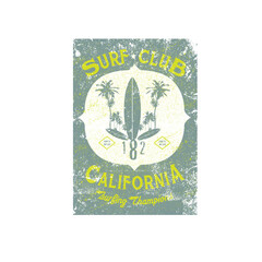 Surf Club California  Vector Illustration typographic t-shirt design print poster,surfboard,palm trees art vector-01