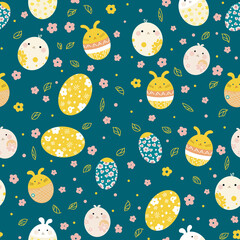 Easter Bunny Garden - Springtime Seamless Pattern