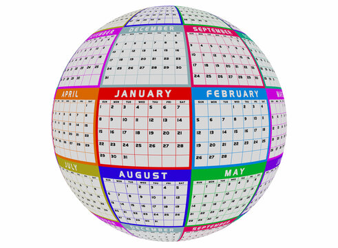 Calendar Month Planner Schedule Ball Globe Sphere Time Passing 3d Illustration