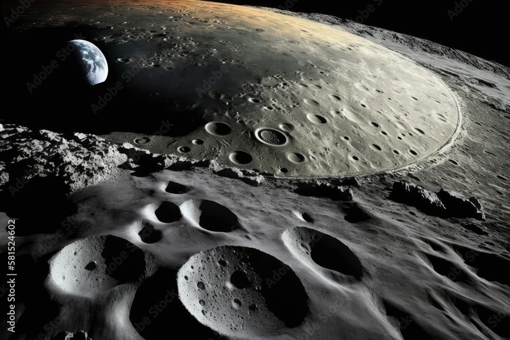 Aufkleber an image of a solar system satellite's surface up close. on the surface of the moon are craters and 