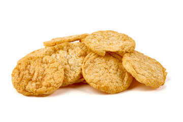 Heap of corn chips, isolated on white background.