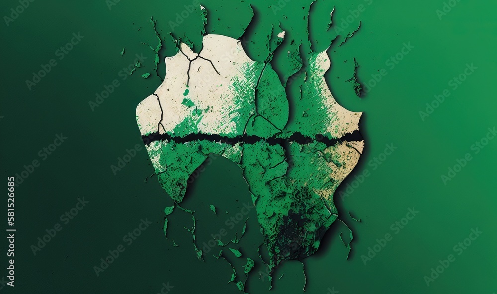 Poster a piece of green and white paint with a black line going through the middle of it and a green backgr