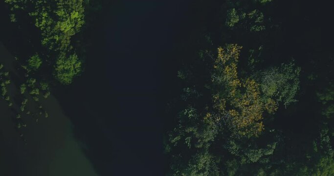 drone flight from the sea over a river to the mangroves, Costa Rica