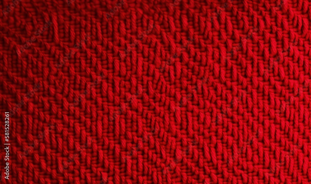 Poster a close up of a red knitted material with a black background and a white stitch on the bottom of the