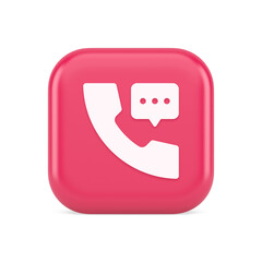 Helpline assistance chat consulting telephone customer support pink button 3d realistic icon