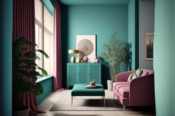 Color of the year 2022 in interior design,3d illustration,3d rendering, AI generated