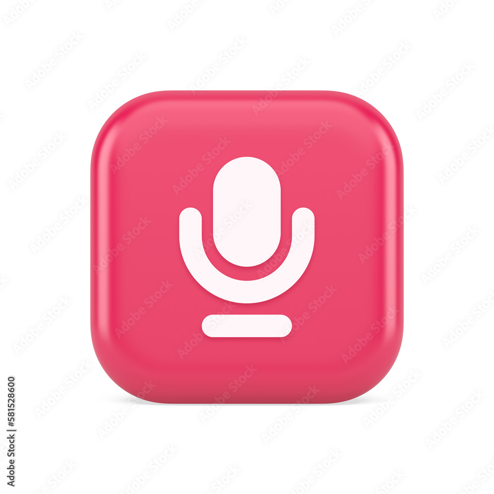 Poster microphone sound live recording button web app design radio music broadcasting 3d icon