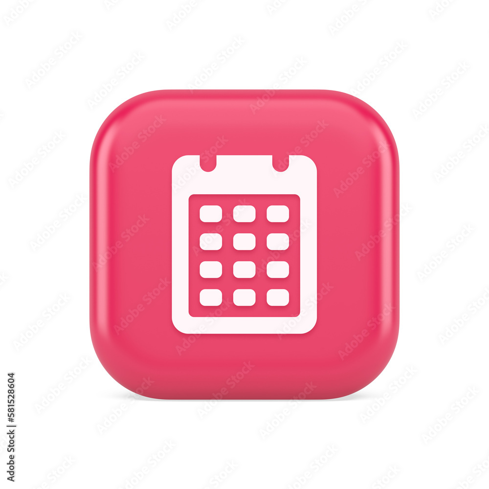 Aufkleber calendar web app button design agenda meeting deadline time management 3d realistic icon