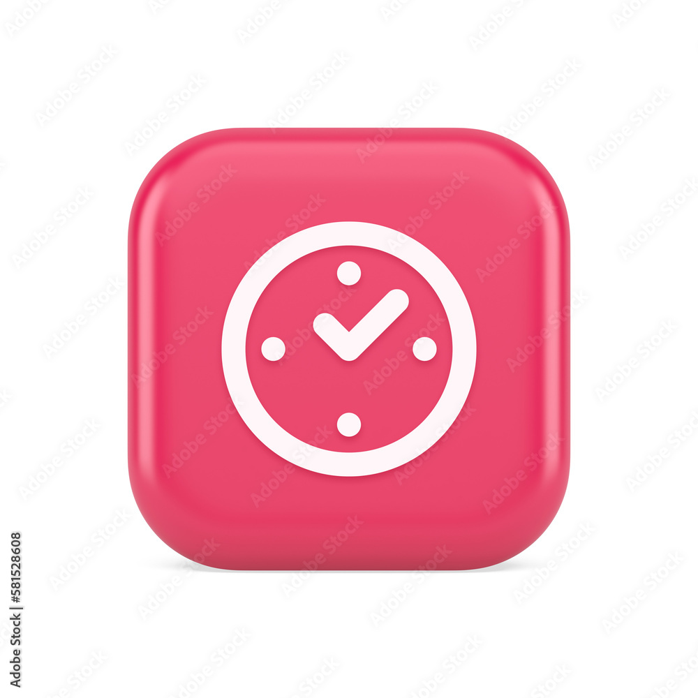Poster watch time control button alarm clock deadline checking web app design 3d realistic icon