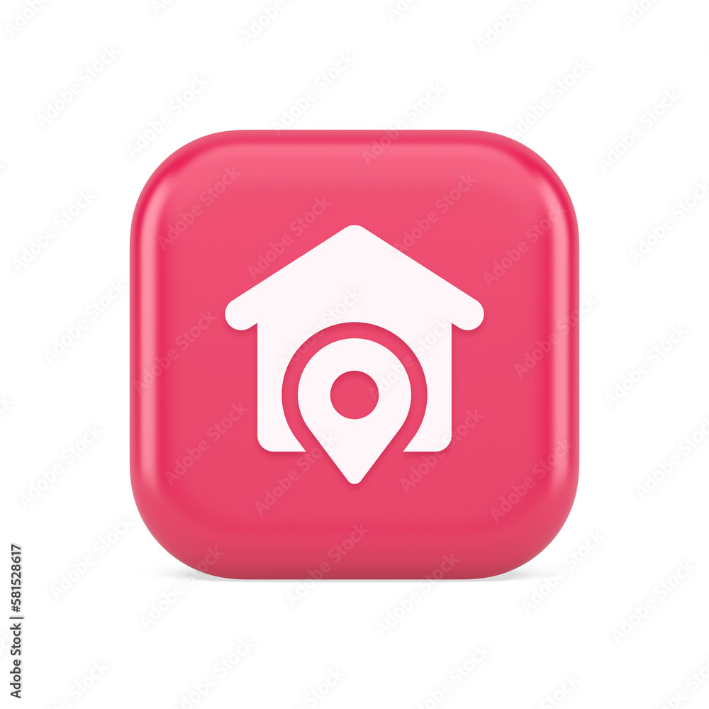 Poster house location gps route button distance navigation map pin pointer address direction 3d icon