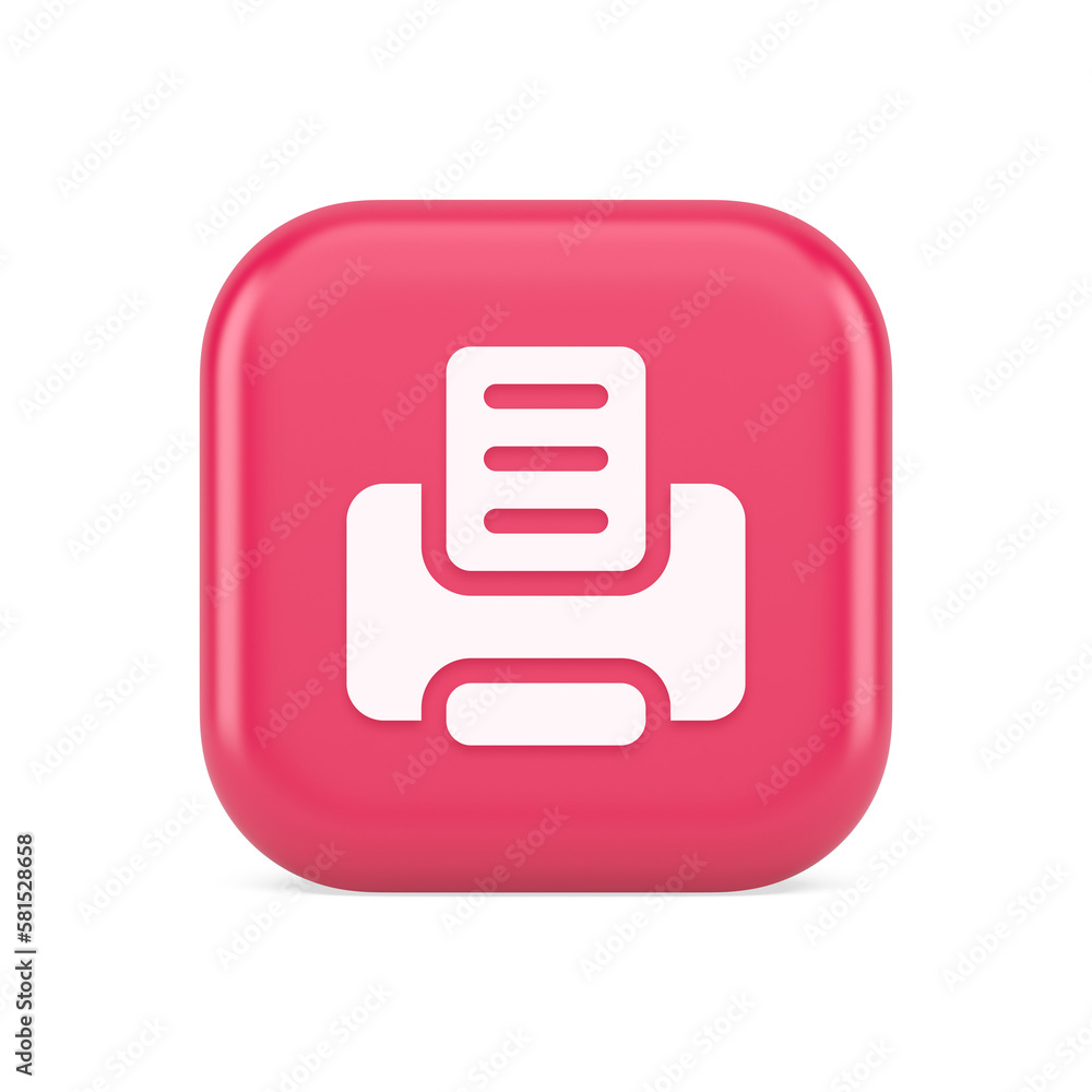 Poster printer machine device for paper document print button ink printout technology 3d icon