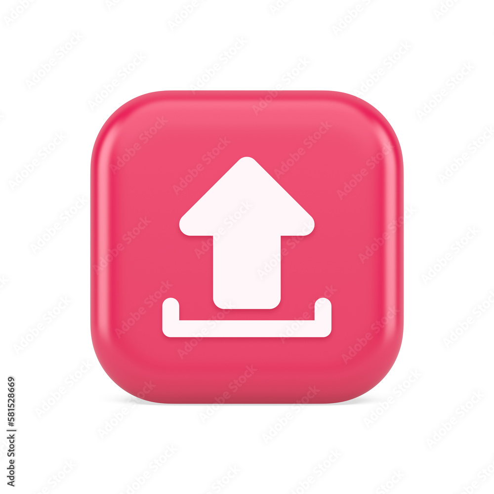 Poster upload up arrow button document multimedia file exchange cyberspace storage 3d icon