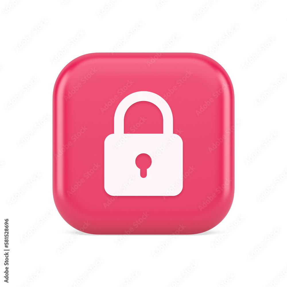 Poster padlock locking web access button password security protection safe encryption 3d icon