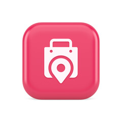 Shop location map pin with shopping bag button web app design realistic icon