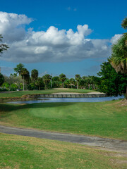 Nice hole on an American golf club in south Florida        