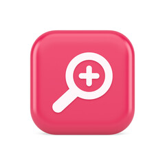 Fototapeta premium Zoom search cyberspace information button discovery magnifying glass plus 3d realistic icon