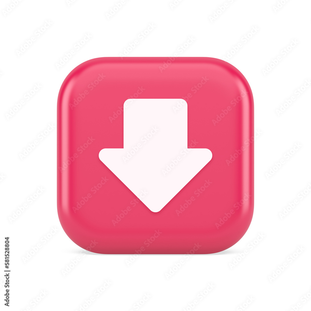 Poster arrow down button keyboard navigation pointer cyberspace downloading web app 3d icon